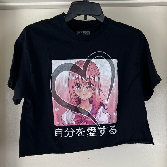 Black long cropped tshirt from forever 21, size: s/m - Picture 1 of 6